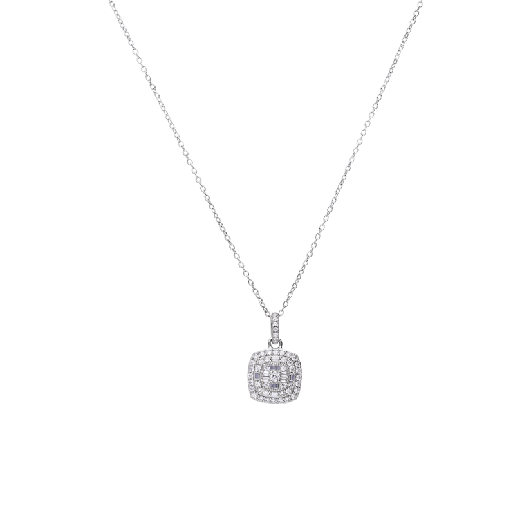 Zilveren ketting met hanger vierkant voor dames