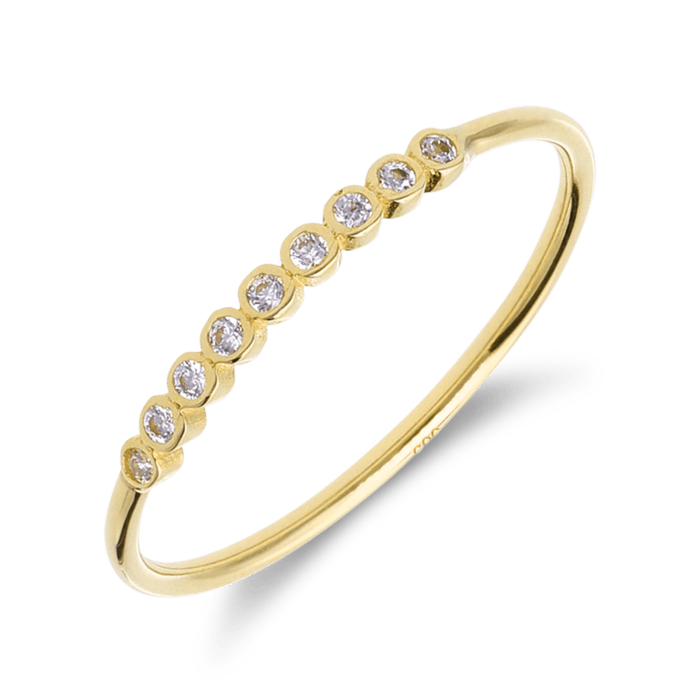 14 Karat Gelbgoldring mit Zirkonia für Damen