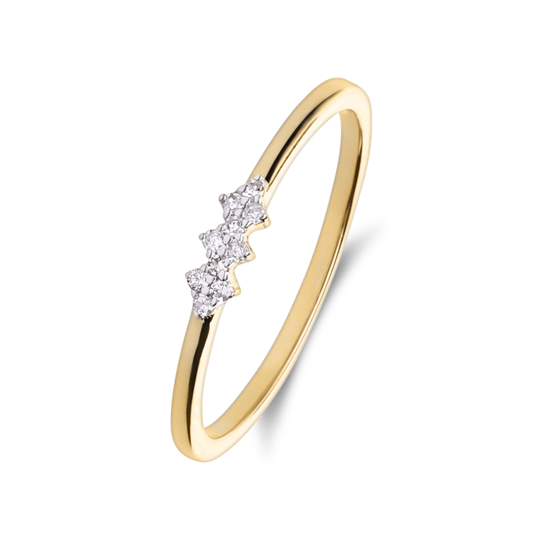 14 Karat Gelbgoldring mit 0,045 ct Diamant für Damen