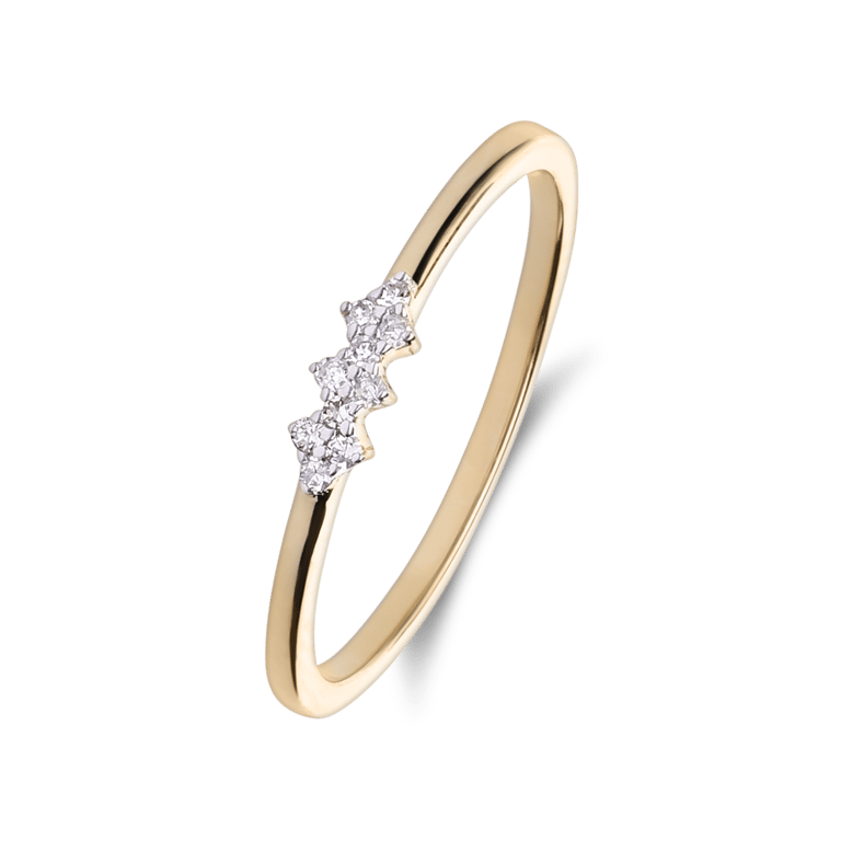14 karaat geelgouden ring met diamant 0,045ct voor dames