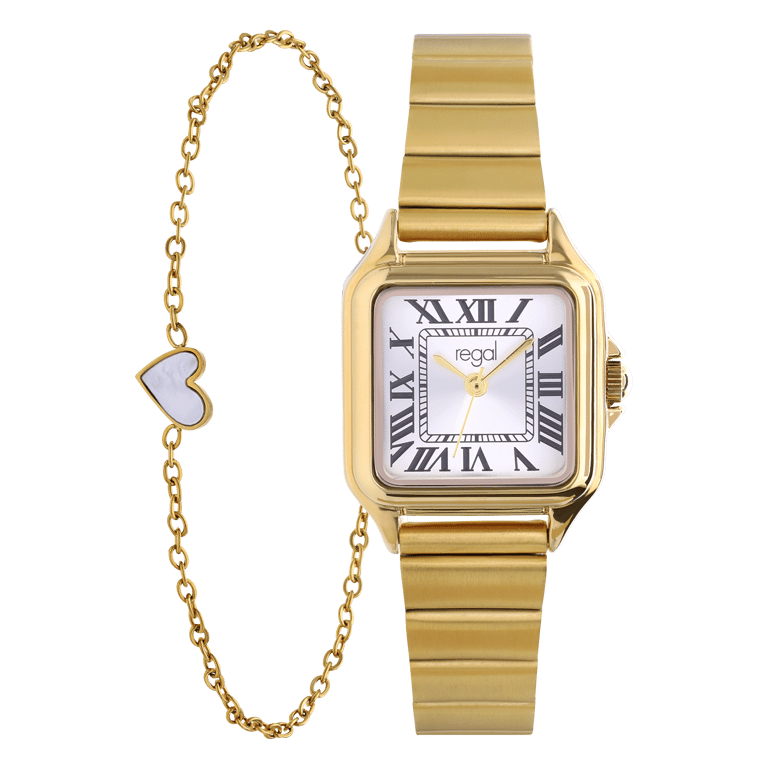Regal goudkleurig horloge staal met gratis armband