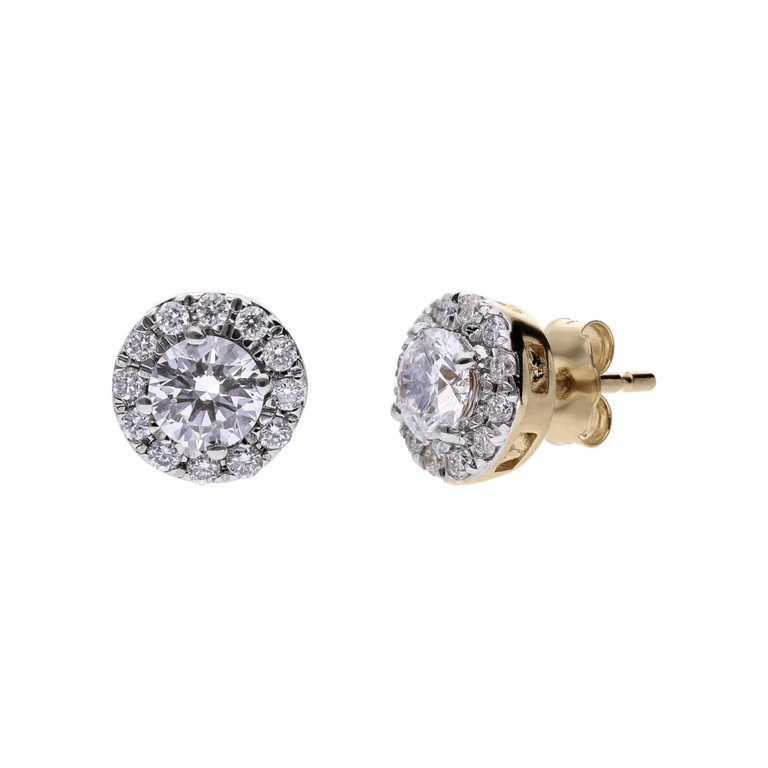 14 karaat geelgouden oorknoppen met 26 lab grown diamanten 0,50ct voor dames