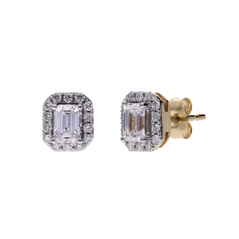 14 Karat Gelbgold-Ohrstecker mit 30 im Labor gezüchteten Diamanten für Damen