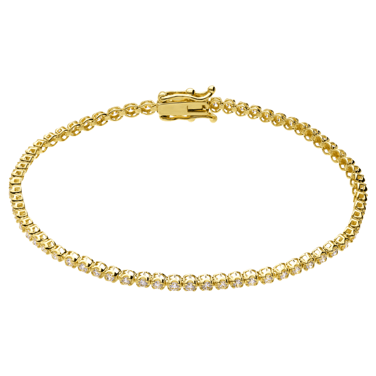 14 Karat Gelbgold Tennisarmband mit 65 im Labor gezüchteten Diamanten für Damen
