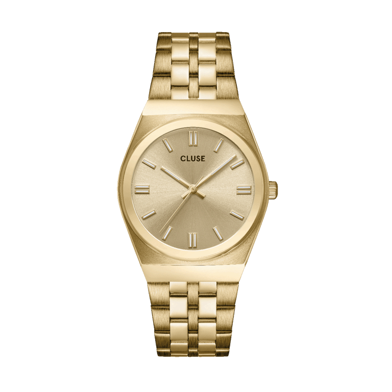 CLUSE - Retro 70s horloge goudkleurig stainless steel