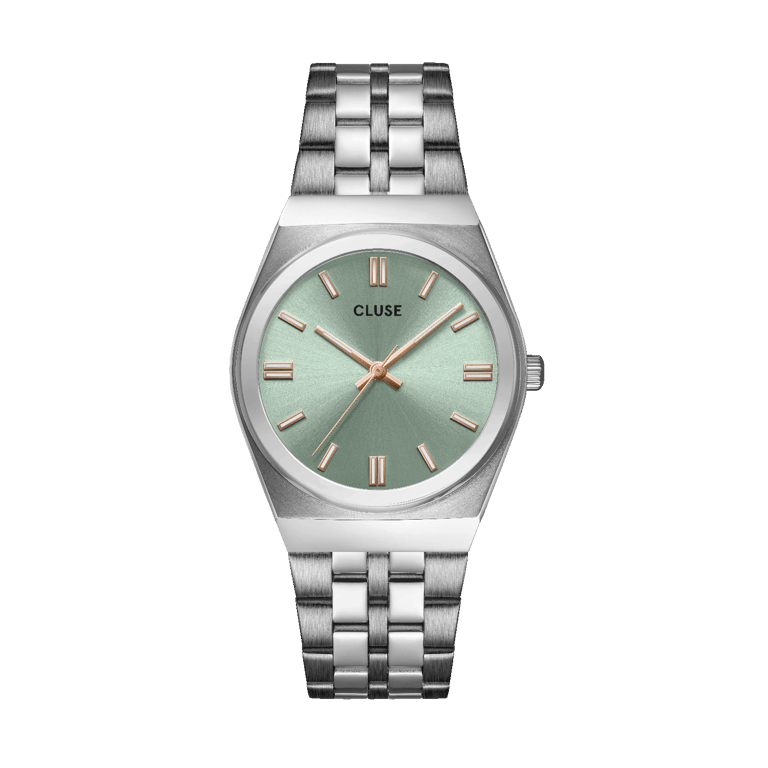 CLUSE - Retro 70s horloge zilverkleurig stainless steel