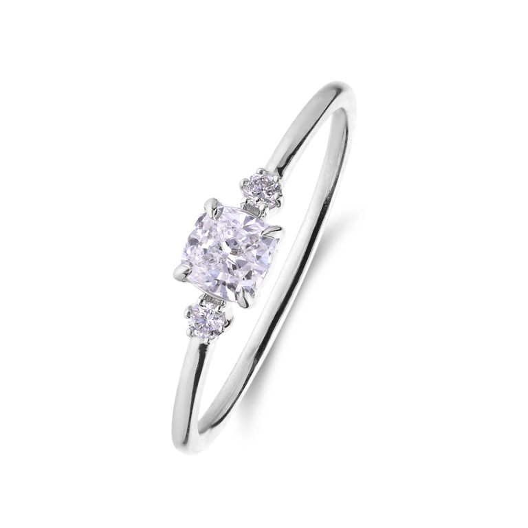 14 Karat Weißgoldring mit 0,415 ct Labor-Diamant für Damen