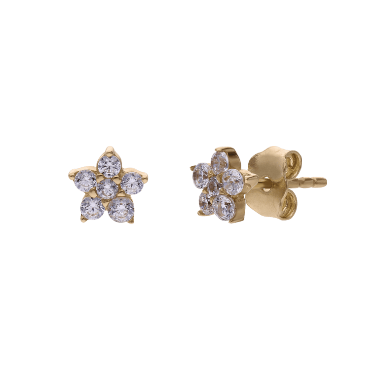 14 Karat Gelbgold-Ohrstecker mit Zirkonia für Damen