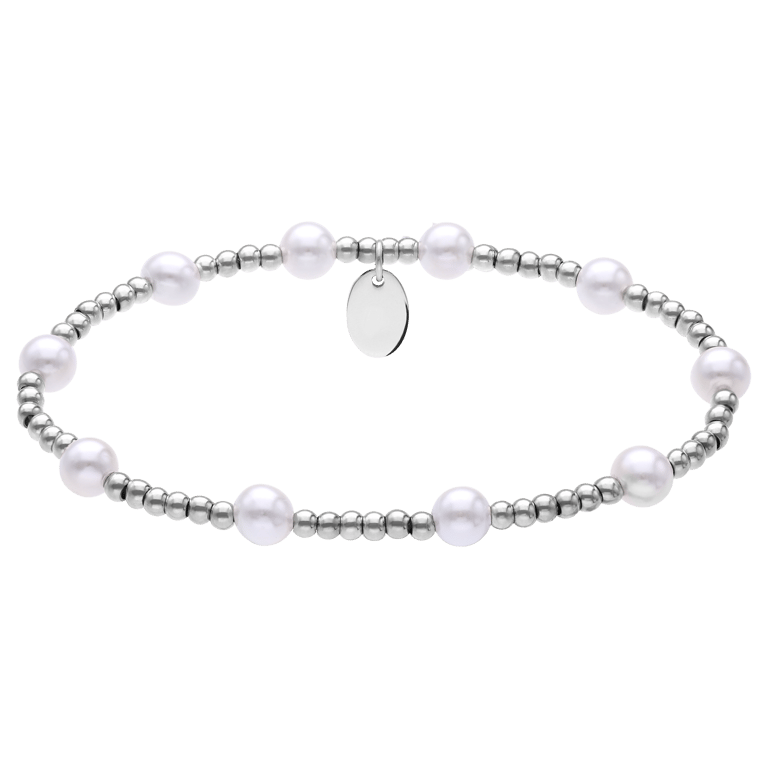Stainless steel kralenarmband met parel voor dames