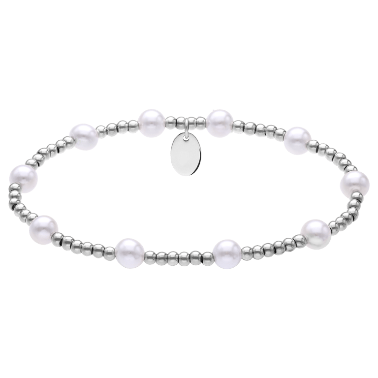 Stalen kralenarmband met parel voor dames