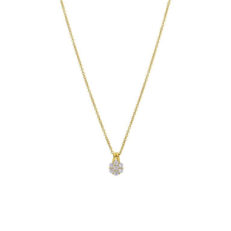 Zilveren goldplated ketting bloem met zirkonia voor dames