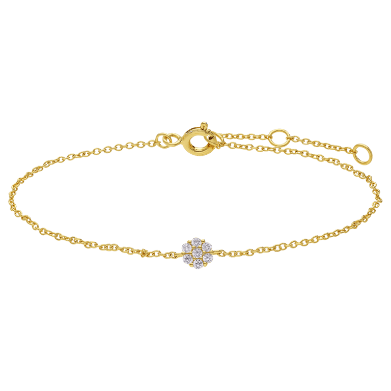 Zilveren goldplated armband bloem met zirkonia voor dames