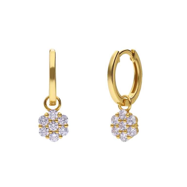 Silberne, goldbeschichtete Ohranhänger mit Zirkonia für Damen