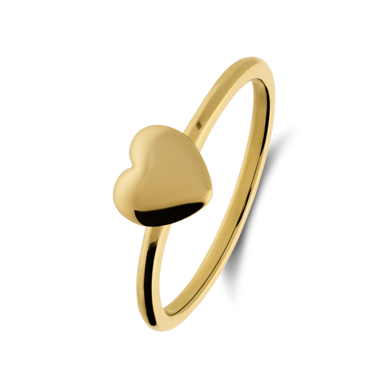 Zilveren goldplated ring met hart voor dames