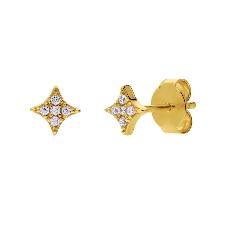 Silberne goldbeschichtete Ohrstecker für Damen