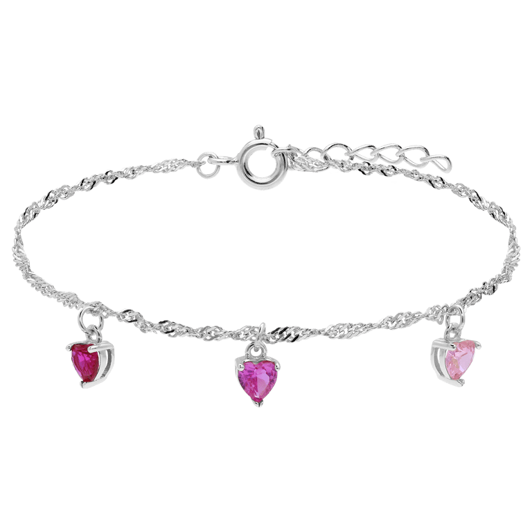Zilveren armband hart met roze zirkonia