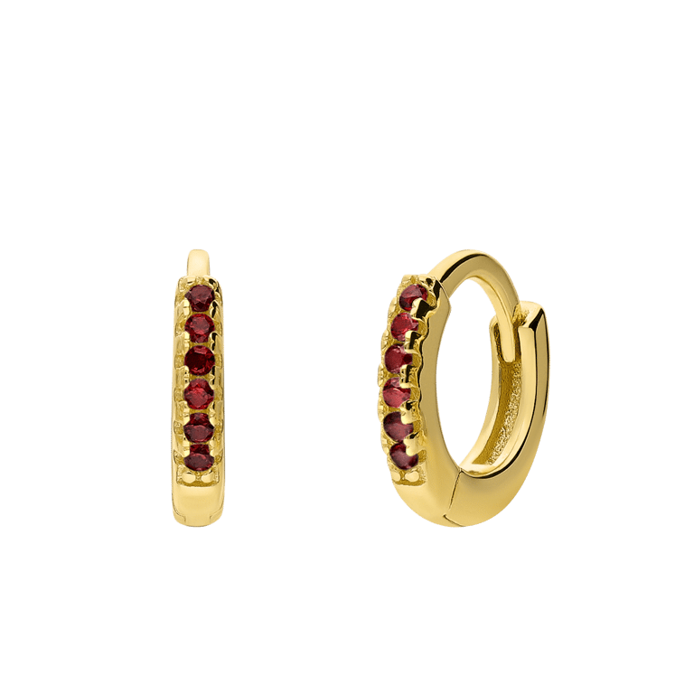 Zilveren goldplated oorringen 10 mm met zirkonia