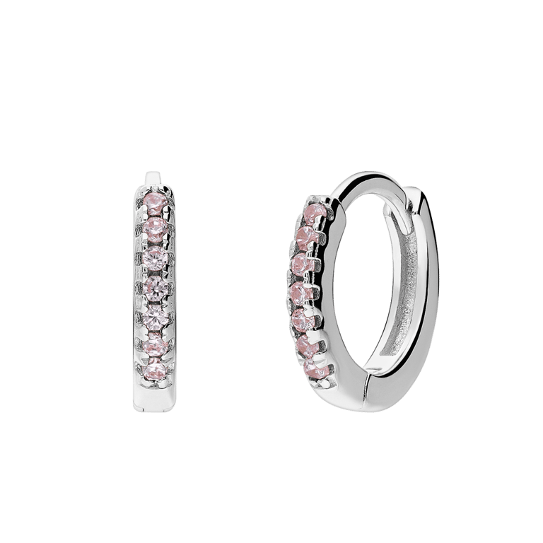 Silberne Ohrringe 12 mm mit Zirkonia