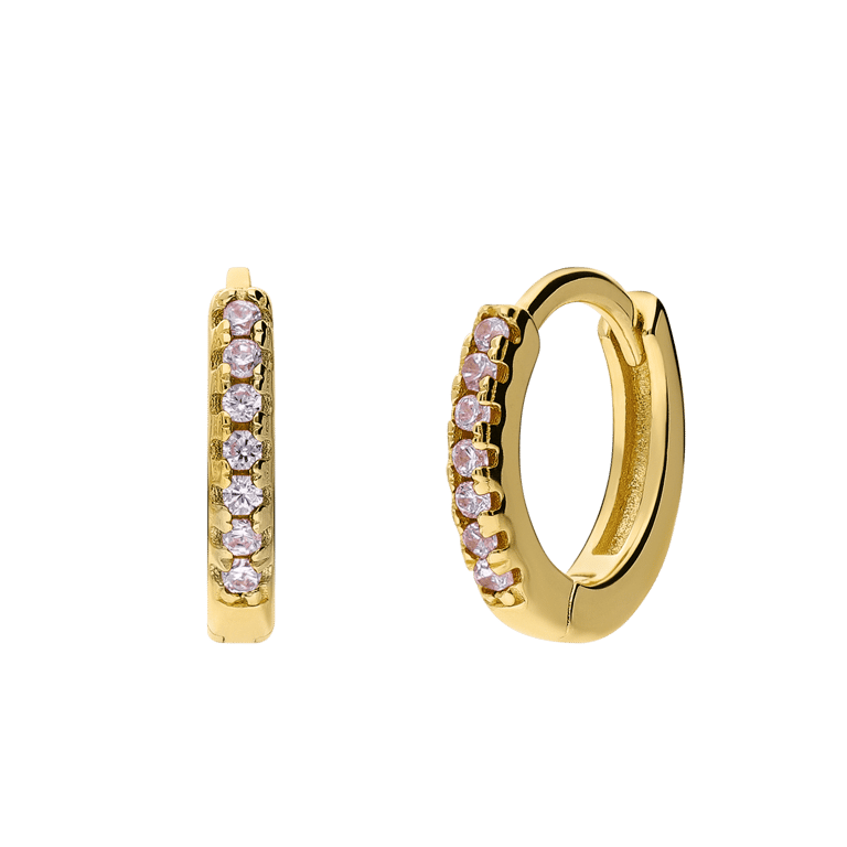 Silberne, goldbeschichtete Ohrringe 12 mm mit Zirkonia