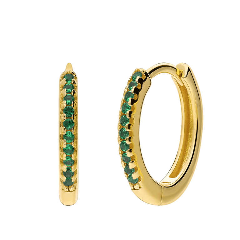 Silberne, goldbeschichtete Ohrringe 15 mm mit Zirkonia