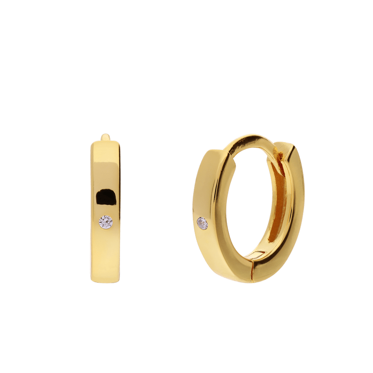 Silberne, goldbeschichtete Ohrringe mit Zirkonia, 11 mm, für Damen