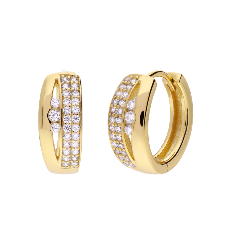 Silberne, goldbeschichtete Ohrringe mit Zirkonia für Damen