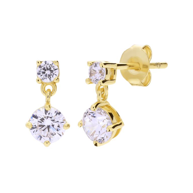 Zilveren goldplated oorringen met zirkonia voor dames