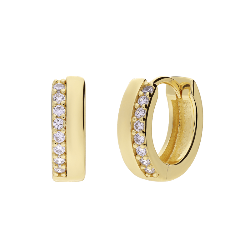 Zilveren goldplated oorringen met zirkonia