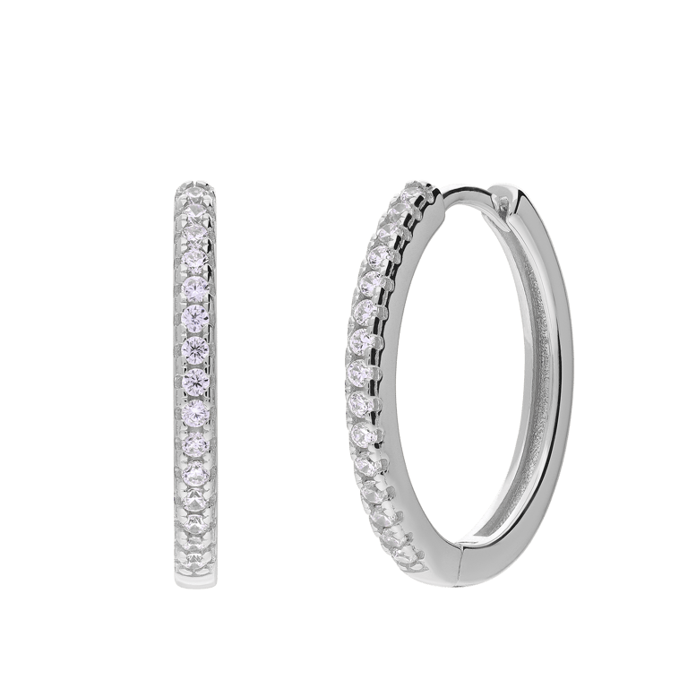 Zilveren oorbellen met zirkonia 20mm