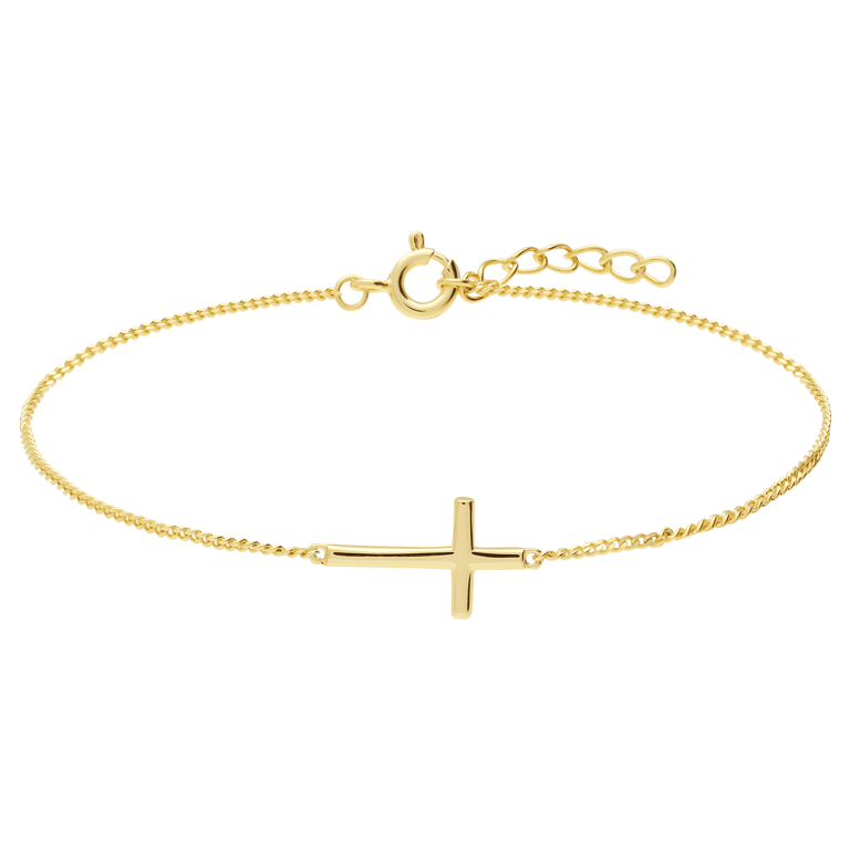 Silbernes goldbeschichtetes Armband mit Kreuz