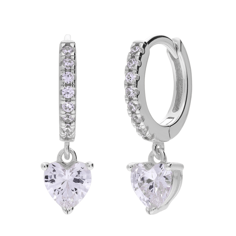 Silberne Ohrringe mit Zirkonia-Herz