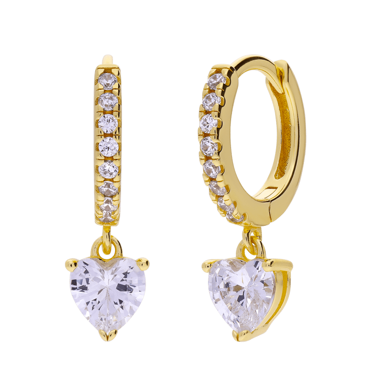 Silberne, goldbeschichtete Ohrringe mit Zirkonia-Herz