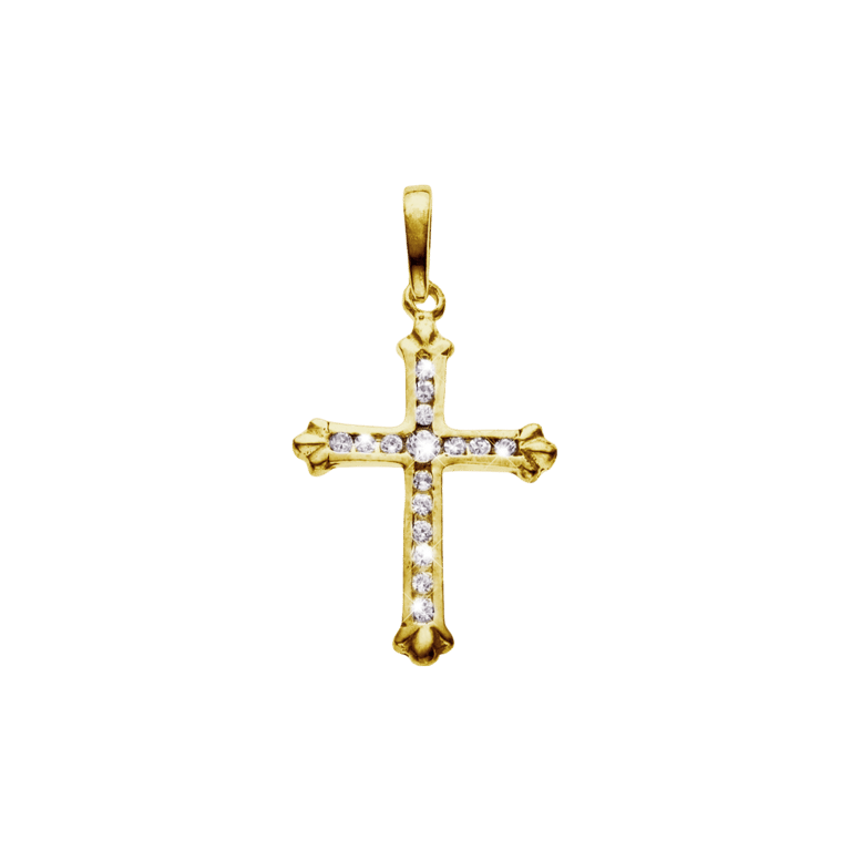 Zilveren goldplated hanger kruis met zirkonia