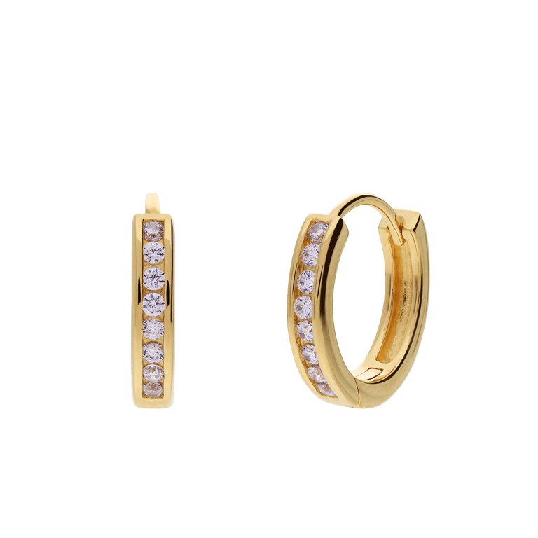 Silberne, goldbeschichtete Ohrringe mit Zirkonia für Damen