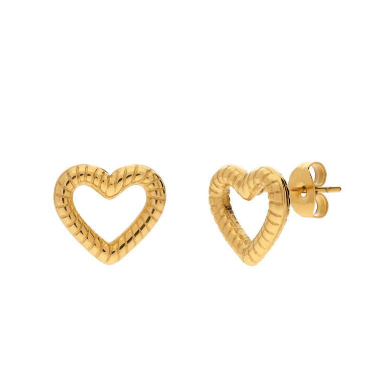 Stahl goldplattierte Ohrstecker offenes Herz