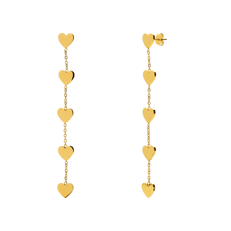 Stainless steel goldplated oorhangers hart