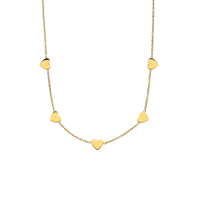 Stalen goldplated ketting harten