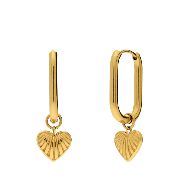 Stalen goldplated oorringen hart voor dames