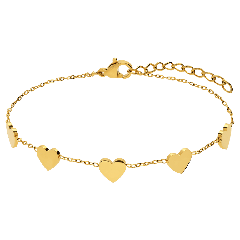 Stalen goldplated armband harten