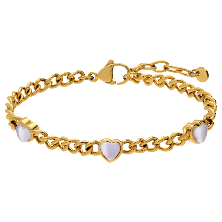 Stainless steel goldplated armband hart kristal