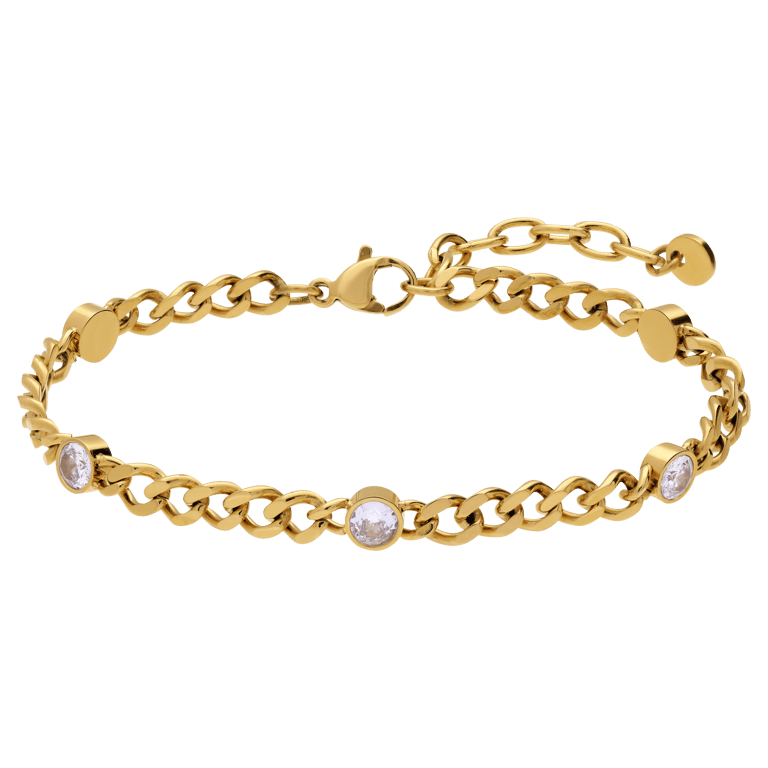 Stainless steel fantasiearmband met hanger rondje met zirkonia voor dames