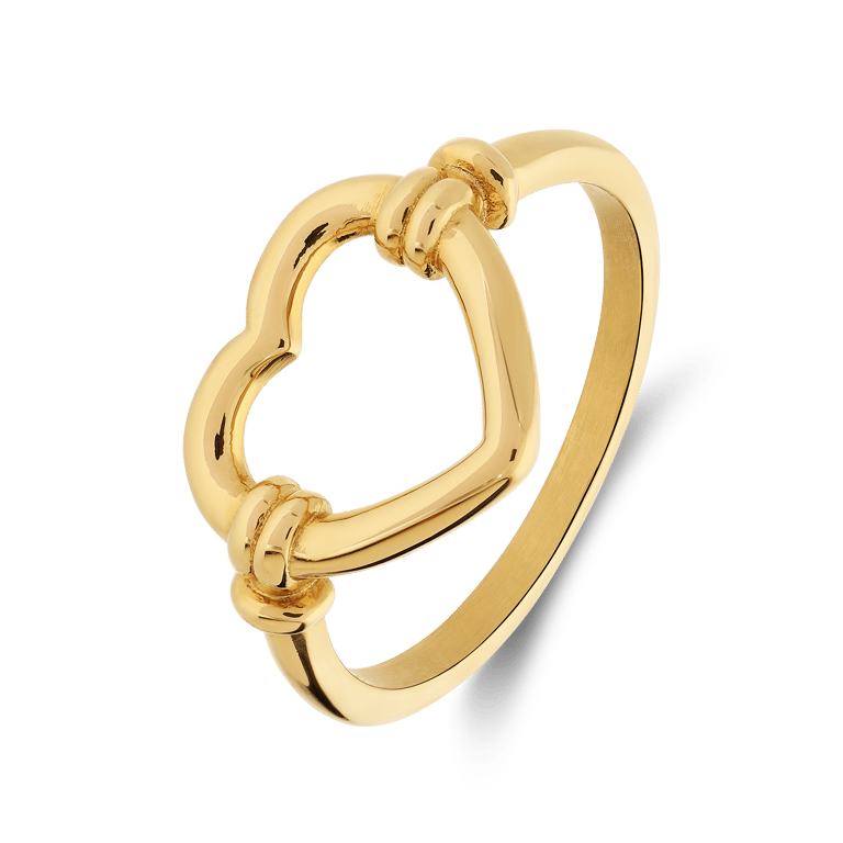 Stählerner, goldplattierter Herzring für Damen