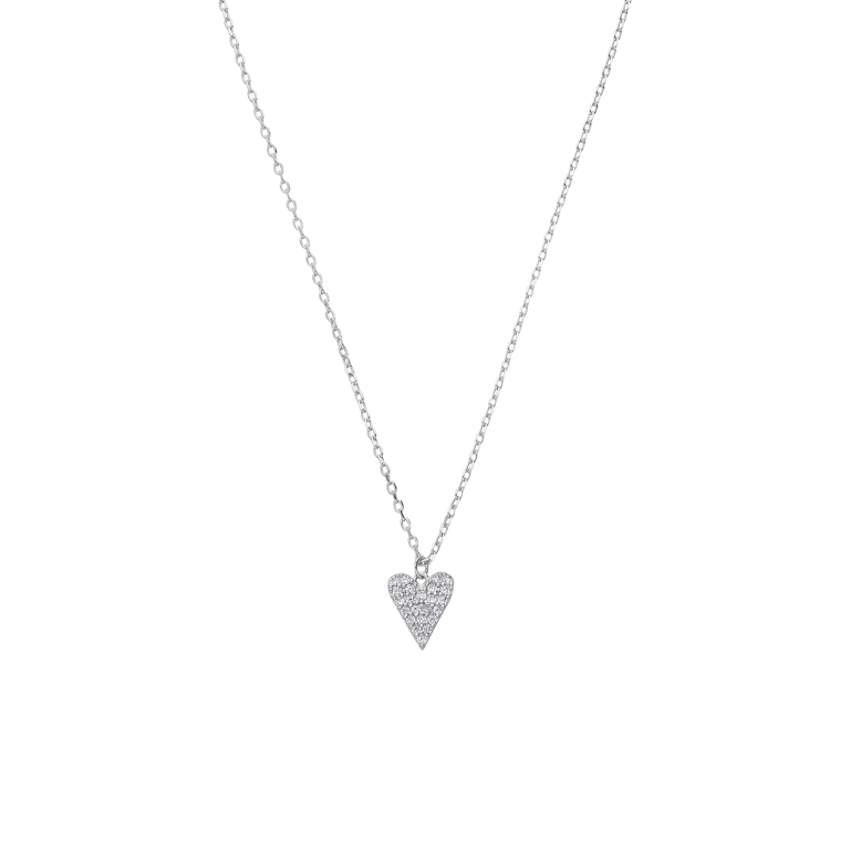 Zilveren ketting hanger hart met zirkonia voor dames