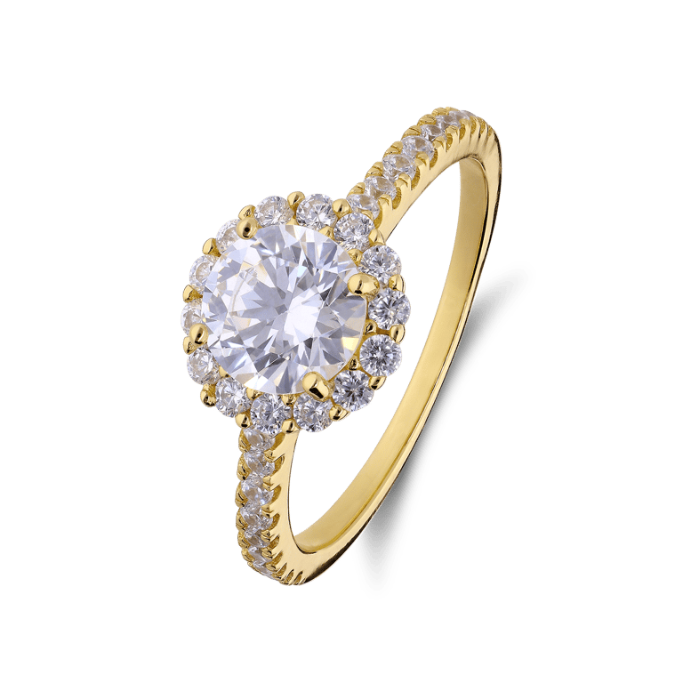 Zilveren goldplated ring met zirkonia voor dames