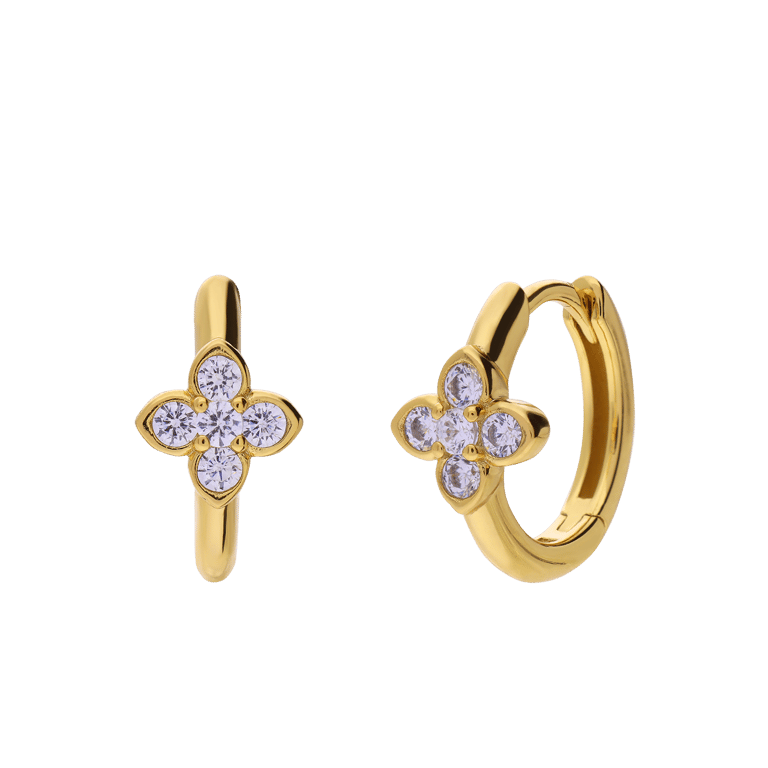 Zilveren goldplated oorringen met zirkonia voor dames