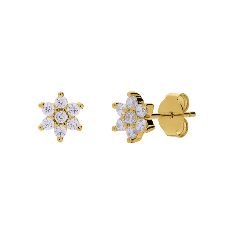 Silberne, goldbeschichtete Ohrstecker für Damen