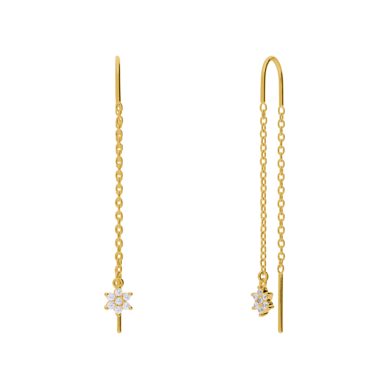 Zilveren goldplated oorringhangers voor dames