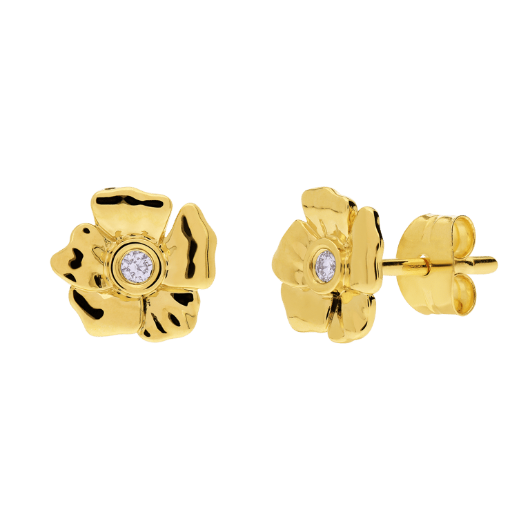 14 Karat Gelbgold-Ohrstecker mit 0,01 ct Diamanten für Damen