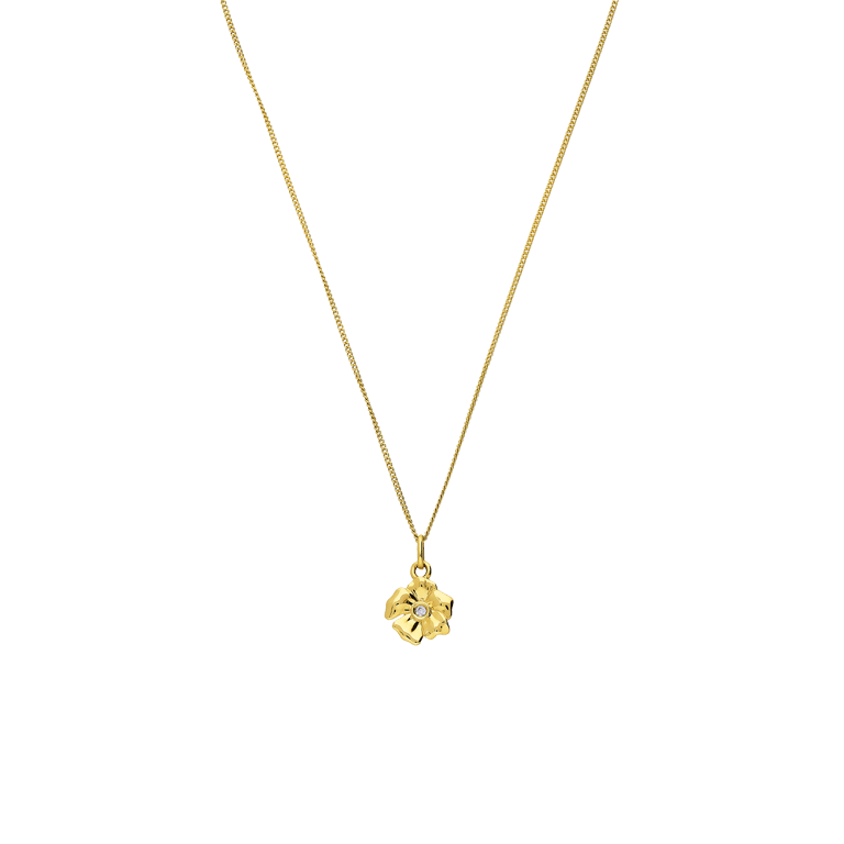 14 karaat geelgouden ketting met hanger met diamant 0.01ct voor dames