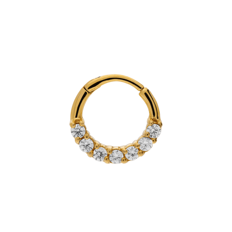 Stahlene, vergoldete Helixpiercing mit Zirkonia